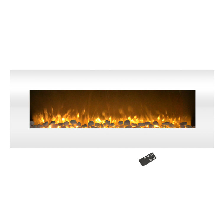 Ceana 50-inch Wall Mounted Electric Fireplace - Modern Fireplace with 10-Color LED Flames, 3 Backgrounds, Adjustable Brightness, and Remote Control by Northwest, White 