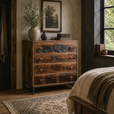 Reclaimed Wood 4 Drawer Chest, 35x20x35