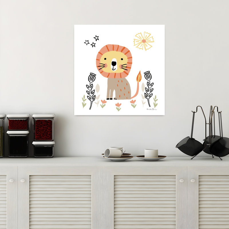 Art contemporain de bébé lion, H 18 po x l 18 po