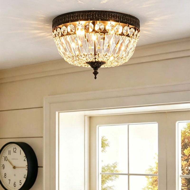 Plafonnier encastré 3 lumières en cristal de verre