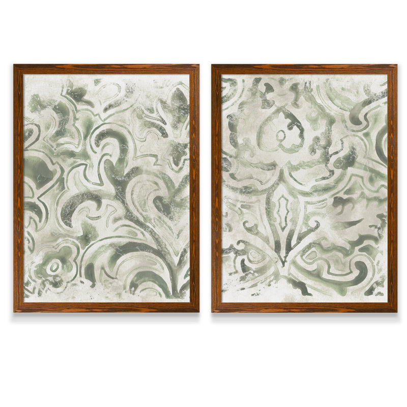 «Antique Tile III» par Vincent Van Gogh - ensemble de 2 cadres de peinture, H 24 po x l 18 po x P 1,25 po, Pas de tapis