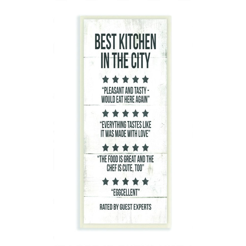 «Best Kitchen Five Star Wood Texture Funny Word Design», reproduction d'art textuel sur toile, Plaque murale