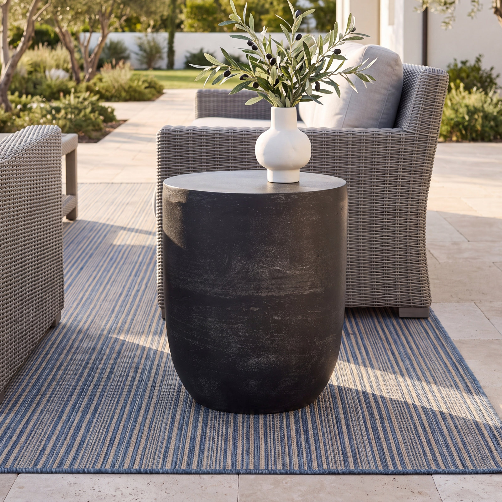 Eponine 16" Patio Side Table, Aged Gray
