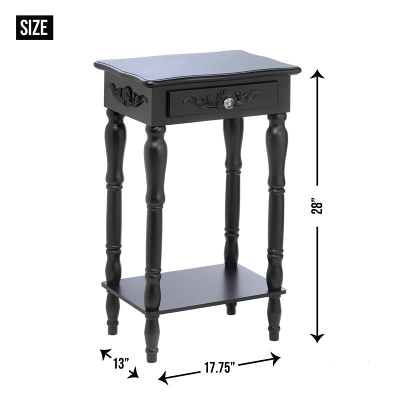 COLONIAL CARVED SIDE TABLE, Matte Black
