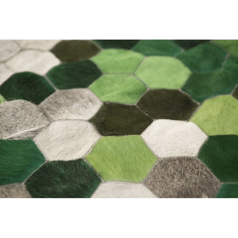 Angulo Cowhide Geometric Area Rug, Rectangle 6'7" x 9'8"