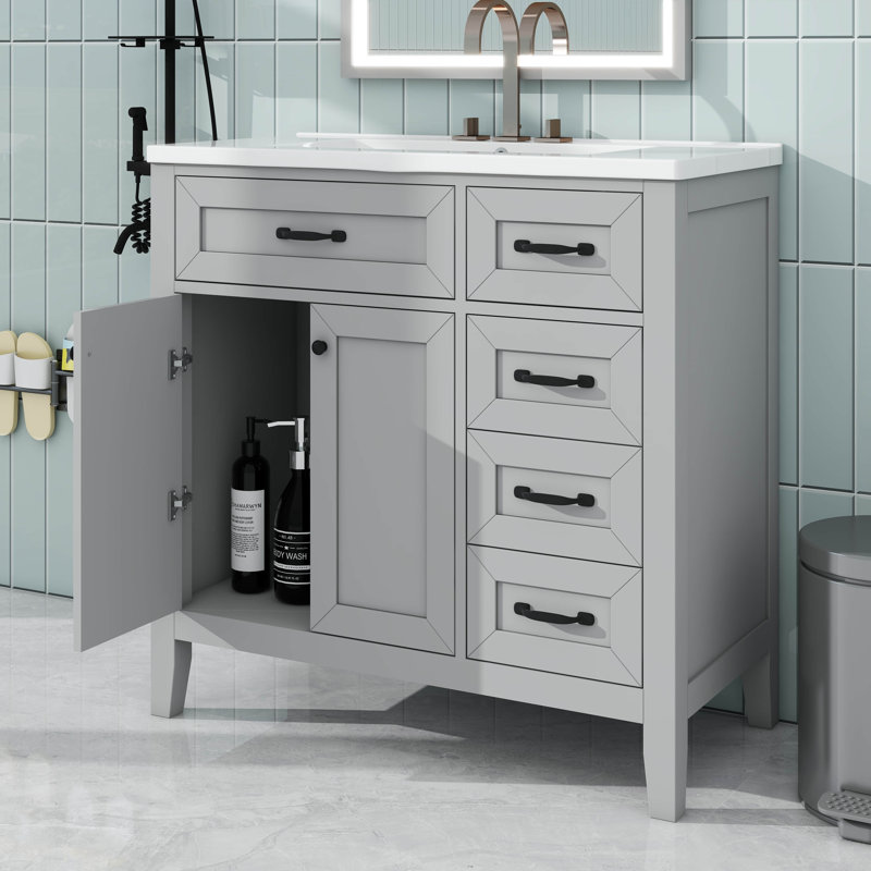 Ensemble de meuble-lavabo avec lavabo 36 po, Gris, Noir