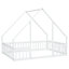 Lit de garde-corps blanc avec construction en forme de maison - Fabriqué en pin pour un lieu de repos confortable Structure pleine grandeur et barrières de sécurité-116739542