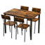 Ensemble 5 pièces de mobilier de salle à manger moderne en métal et bois pour 4 personnes, chaises de table de salle à manger