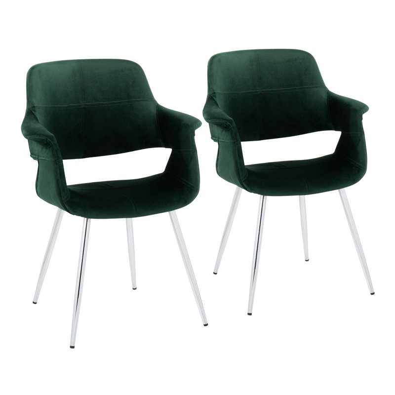 Quirico 16.5'' H Upholstered Armchair, Chrome, Green