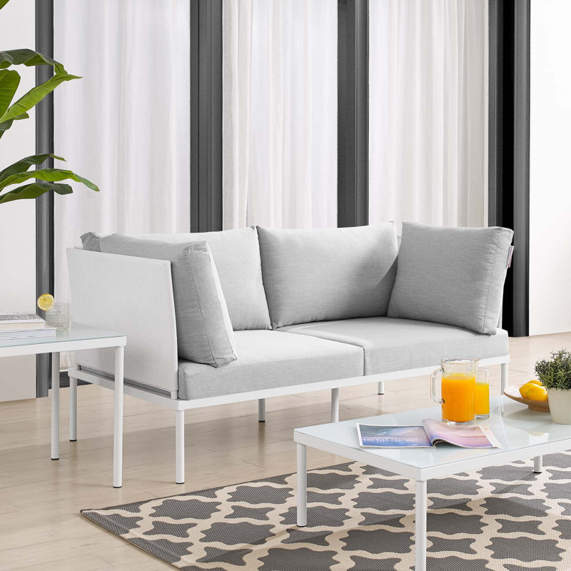 Harmony Sunbrella Outdoor Patio Aluminum Loveseat by Modway, Gray