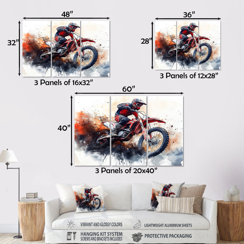 Ensemble de salon Red Moto X Mayhem, Métal métal, H 28 po x l 36 po x P 1 po
