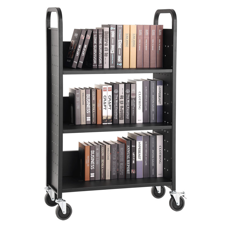 49.2'' H x 31.1'' W Book Cart with Wheels, Black