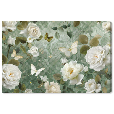 Art Remedy Elegant Glam Art Canvas, Frame, Sage Green Floral in Bloom