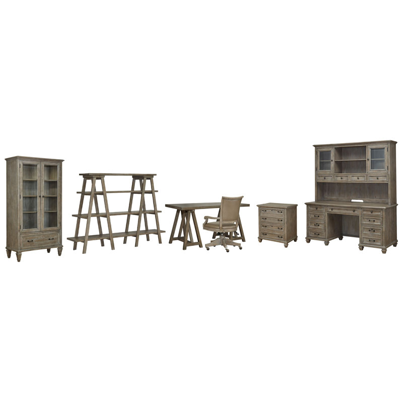 Desk With Lateral File, Dovetail Gray, 2 Pieces: Desk, Filing Cabinet