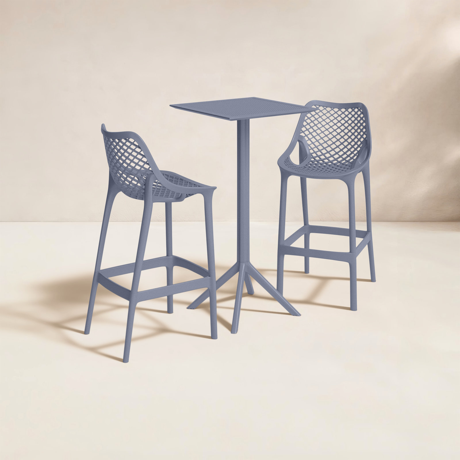 Asherton Square 2 - Person 23.6" Long Bar Height Dining Set, Dark Gray