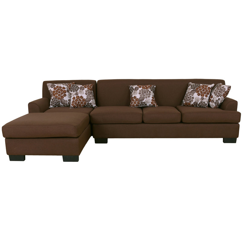 Geissler Upholstered L-Shaped Sectional Reversible, Brown