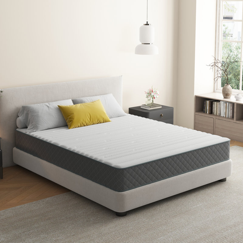 Matelas hybride à ressorts ensachés moyens 10 po / 12 po dans une boîte avec mousse certifiée CertiPUR-US, Lit simple, 12"