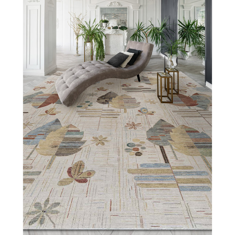 Hand-Knotted High-Quality Ivory Area Rug