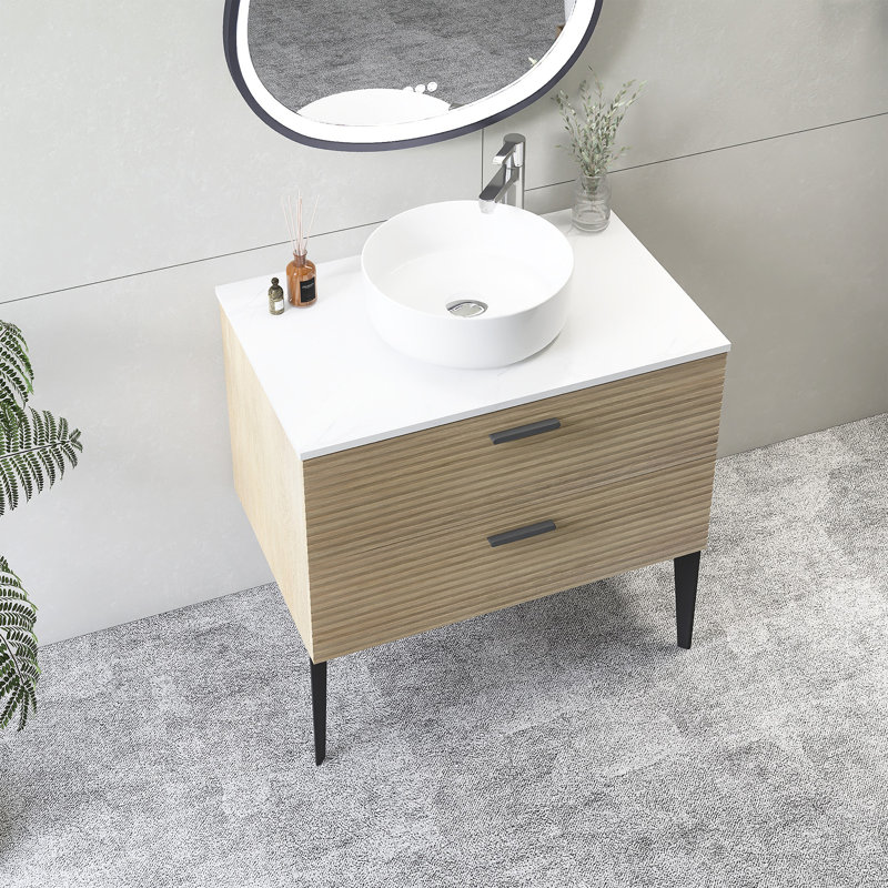 Meuble-lavabo 30 po avec lavabo en céramique et comptoir en pierre reconstituée