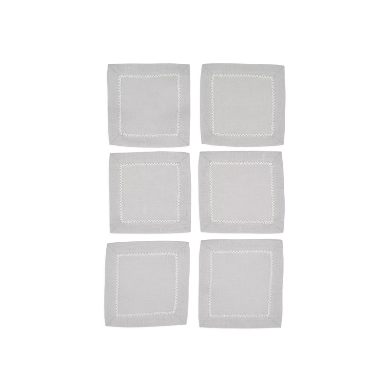 Inverted Picot Edge Cocktail Napkin, Quartz