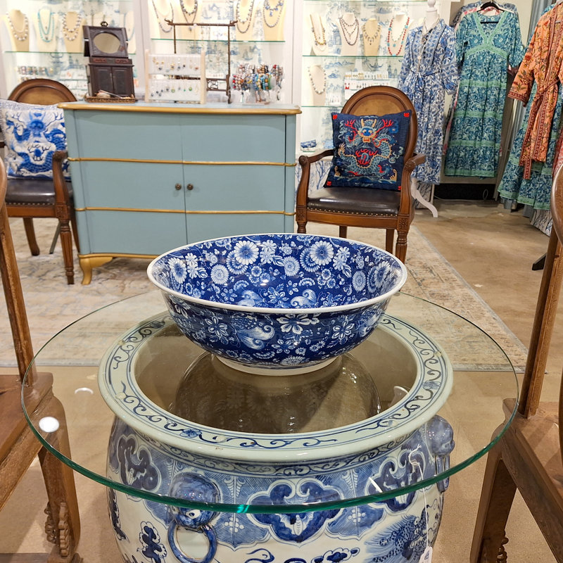Porcelain China Decorative Bowl, 5" H x 13.5" W x 13.5" D