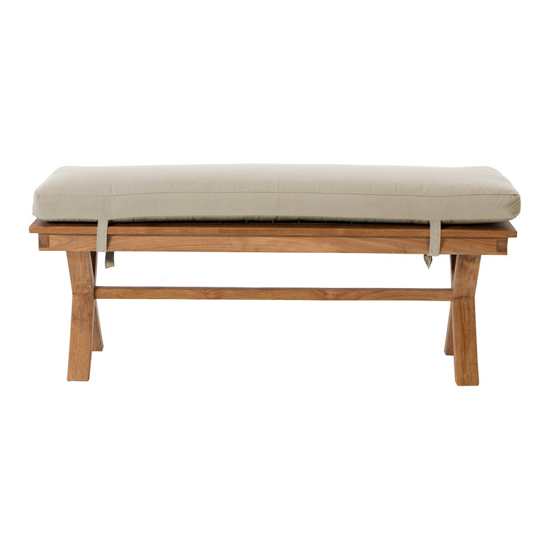 Banc d'extérieur en teck Burra avec coussins Sunbrella, Beige antique