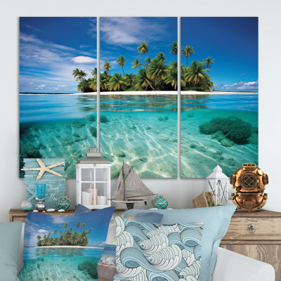 «Beach Photo Tropical Escape V» sur toile, reproduction de 3 pièces
