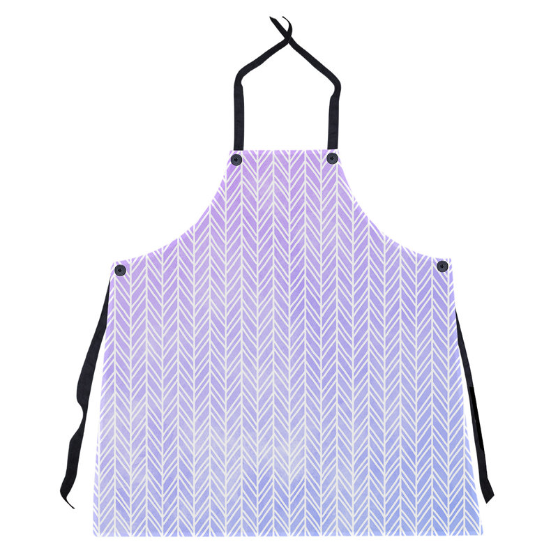 Tablier à motif chevrons, Bleu / Mauve