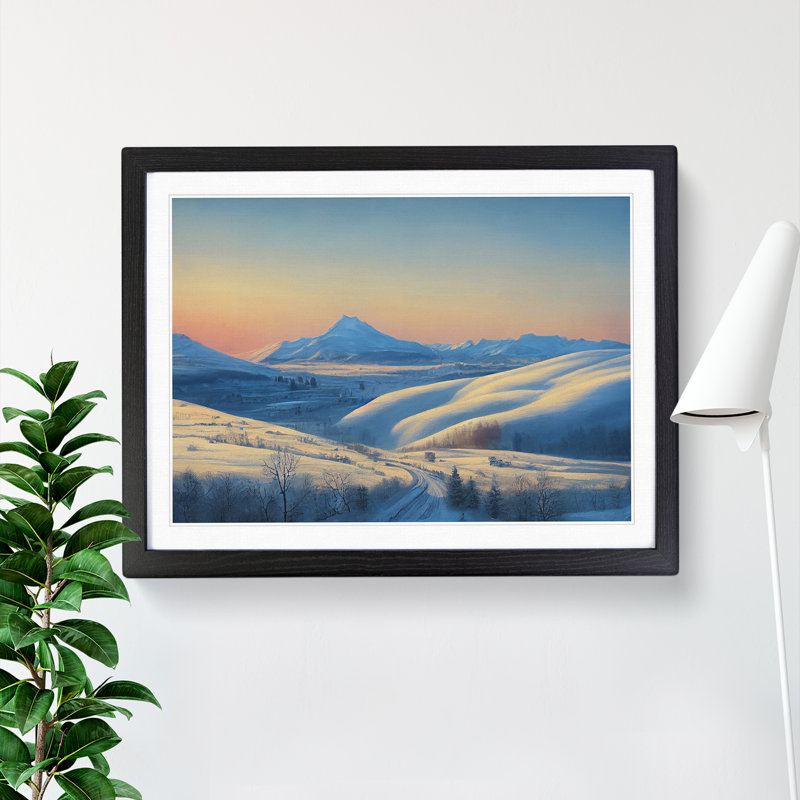XH1022-10243X Winter Mountain Sunrise Vol.2 - Single Picture Frame Painting, Black Framed, 46cm H x 64cm W x 2cm D