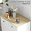 Buffet d'armoire de cuisine - comptoir en bois massif blanc vieilli avec 2 tiroirs, portes et tablette réglable pour une fonctionnalité pratique