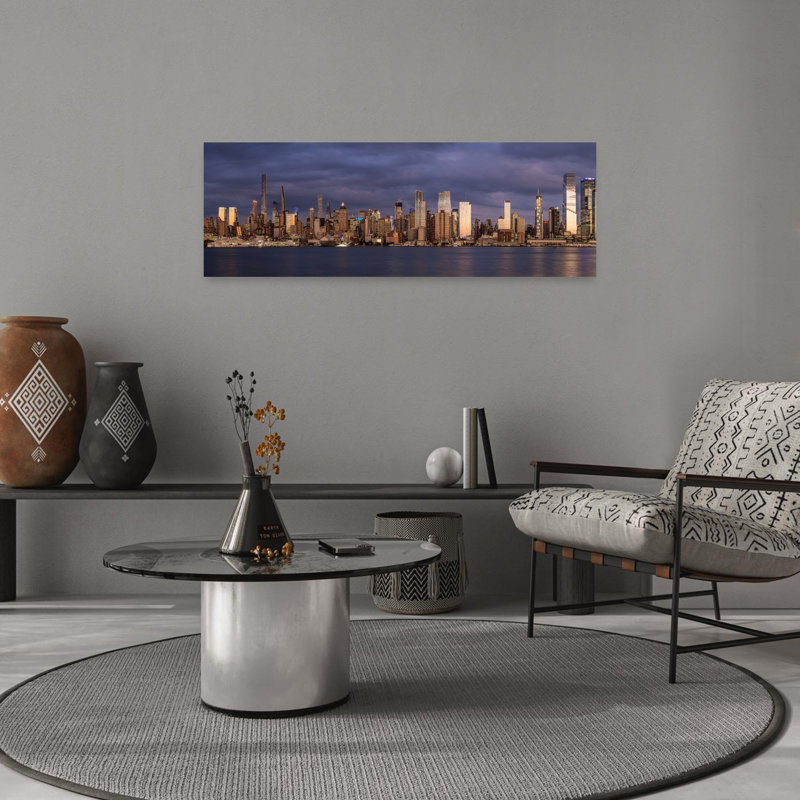 «Dramatic City Evening Dramatic Modern Abstract Architecture City», art mural, H 12 po x l 36 po