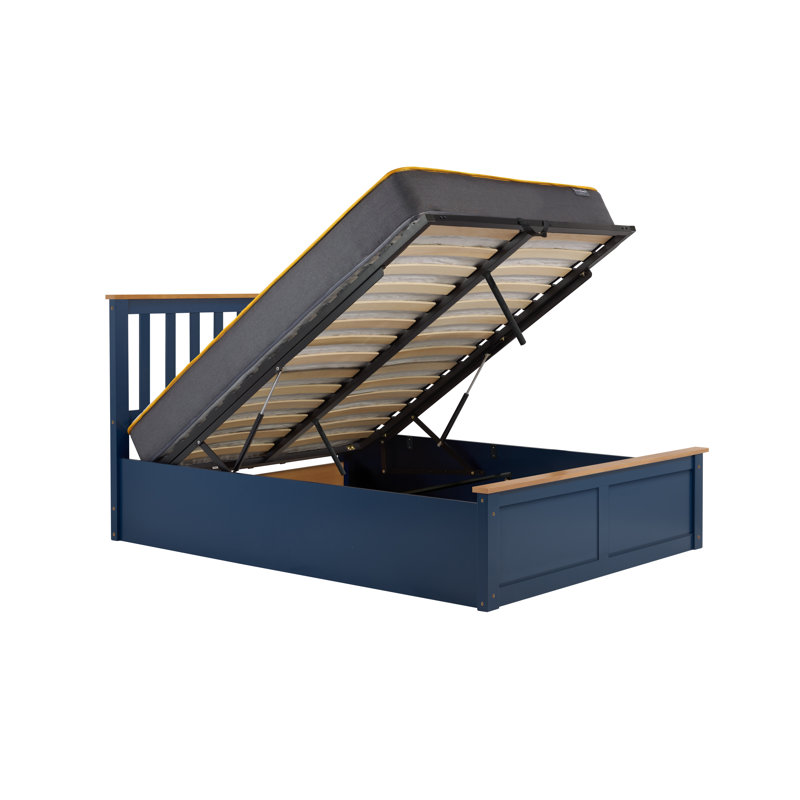 Verona Wooden Ottoman Bed, Kingsize (5'), Navy Blue