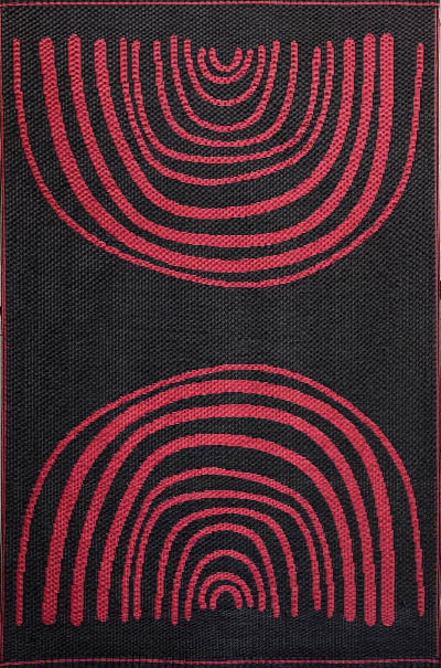 4' X 6' Concentric Outdoor Mat, Red/Black, Rectangle 4' x 6'