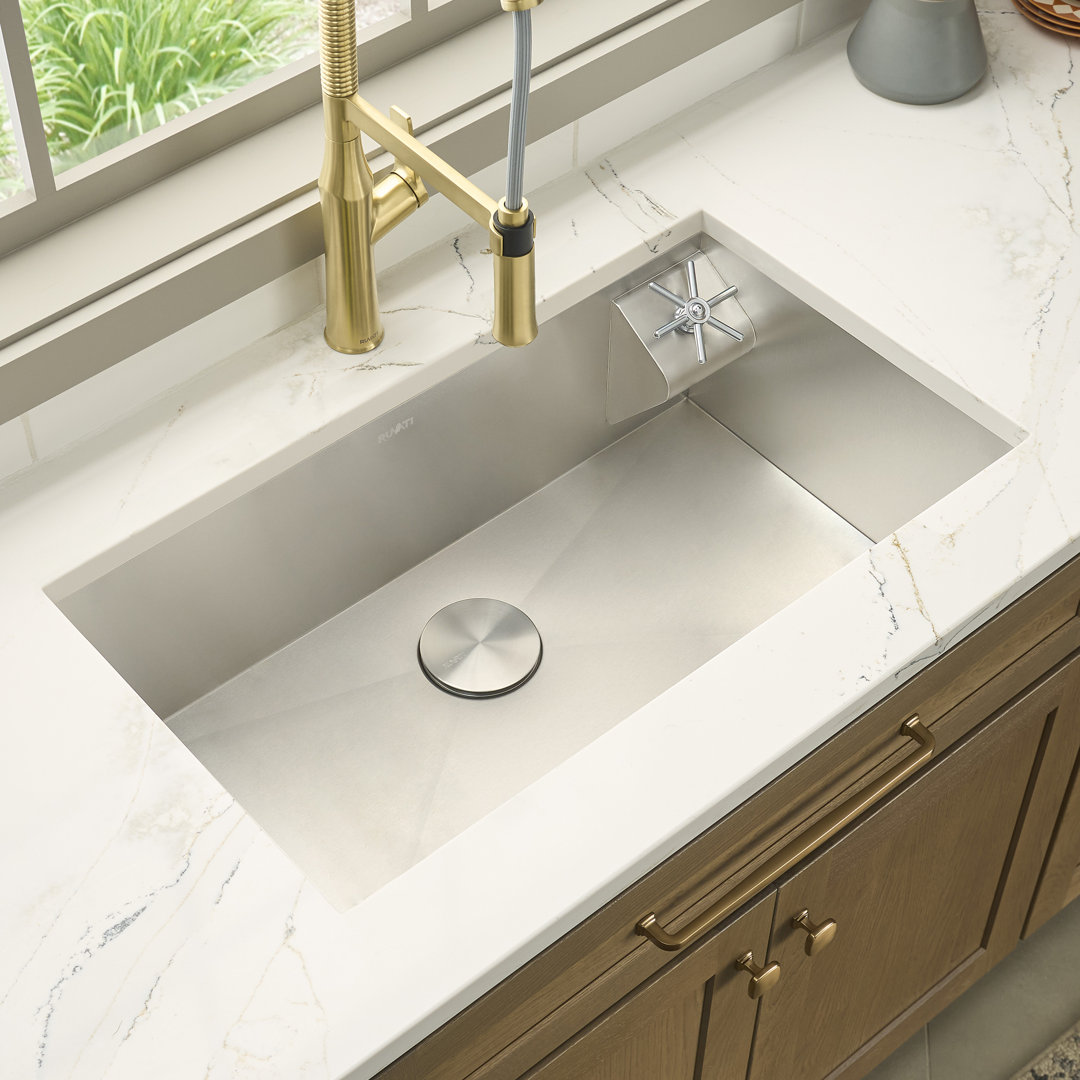 Ruvati Glass Rinser and Sink Combo 30-inch Undermount Stainless Steel Rounded Corners Kitchen Sink Ruvati