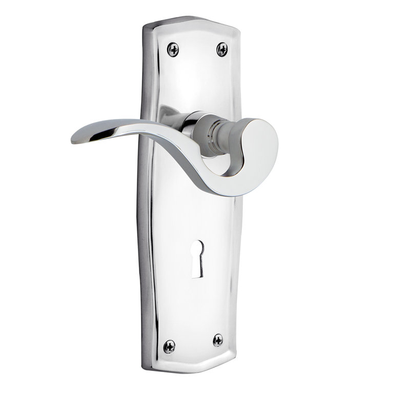 Mannequin simple Prairie avec trou de serrure décoratif et levier de manoir Prairie, Chrome brillant, Gaucher