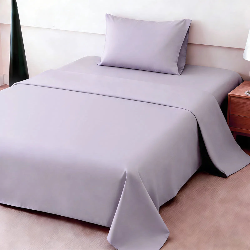 Ensemble de draps 4 pièces - Ultra doux et respirant - Mélange de coton de couleur unie lavable à la machine, Mauve