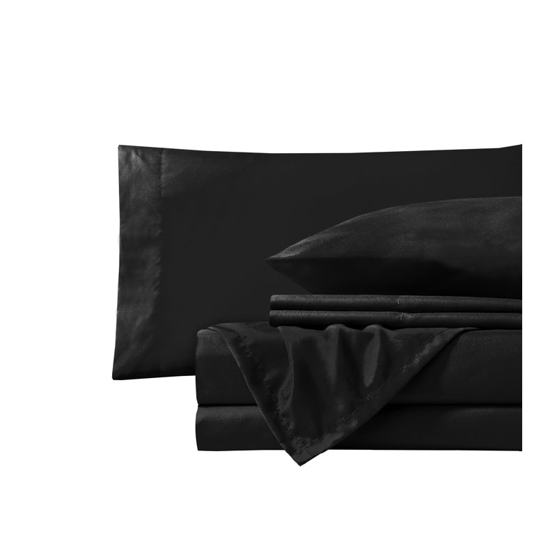 Videri Home Super Soft Sheet Set, Full Sheet Set + Fitted Sheet + 2 Pillowcases, Black
