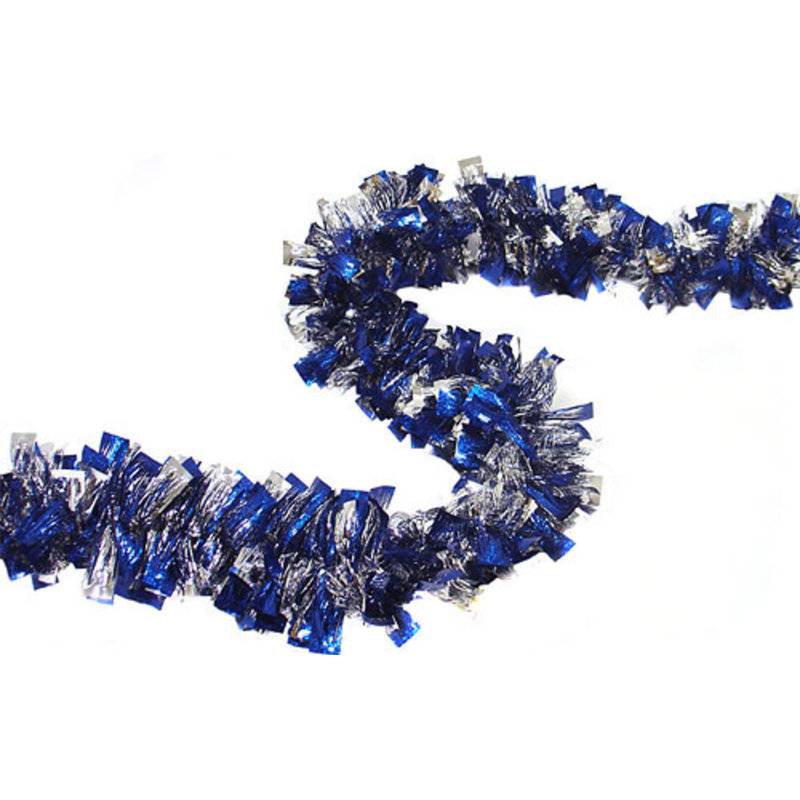 Guirlande de Noël 12 pi x 4 po - non éclairée, Bleu / Argent