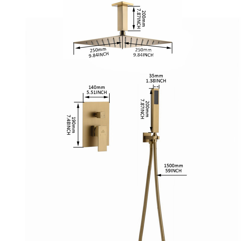 All-In-One Kit with Rough in-Valve, Brushed Gold