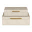 RebekaSet de 2 boîtes de rangement rectangulaires emboîtables, finition embossée moderne - faux chagrin crème-2051251457