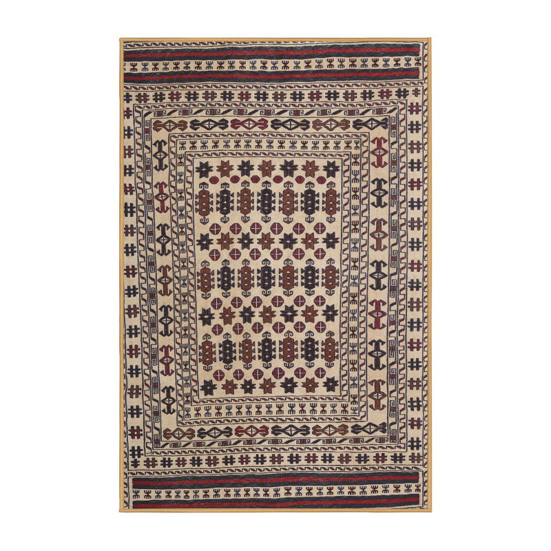 Tapis marron / noir / crème Southwestern, Rectangle 5 pi x 8 pi