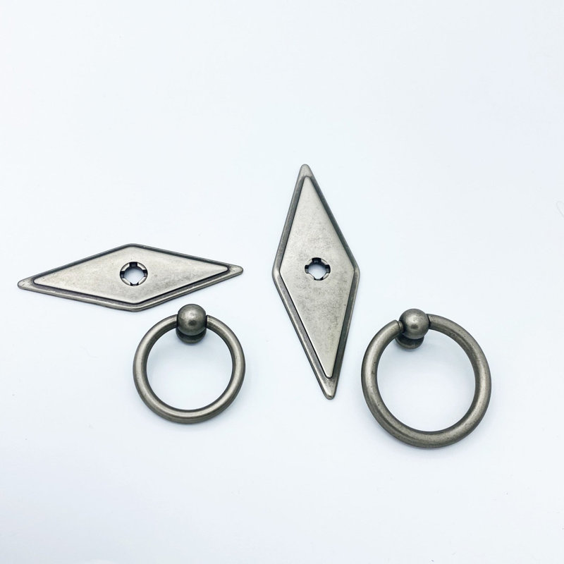 Rhombus Drawer Large Ring Pull, Antique Silver