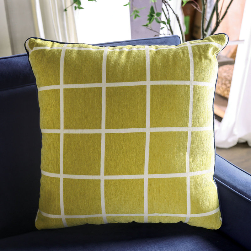 91.4" W Transitional Sofa, Navy/Yellow