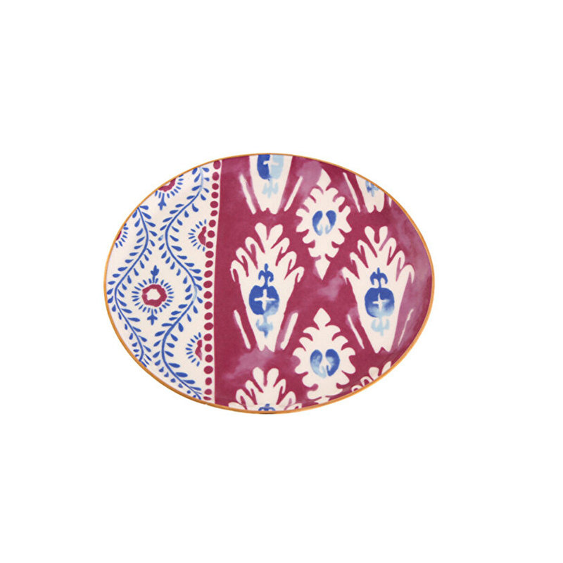 Ikat Set Of 6 Side Plates, Multicoloured, 20 Cm