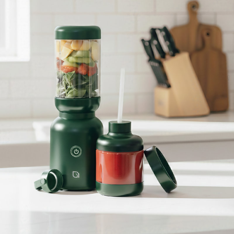 WILLOW Warrior Blender Crafted From 99% Recycled Plastics with Powerful Blending for Smoothies, Frozen Drinks Includes 2 To-Go Cups & Straw - GREEN