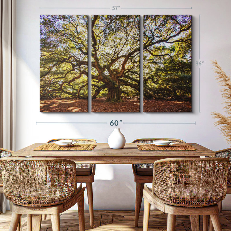 Nature "reproduction de toile de chêne ange noueux" sur, H 57 po x l 36 po