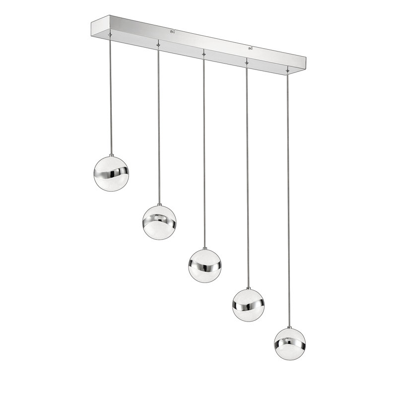 Barre d'éclairage à DEL 5 lumières Galnares, Chrome, Chrome/argent