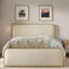 Lit moderne en métal avec tête de lit tapissier courbée et rangement sous le lit-910955370