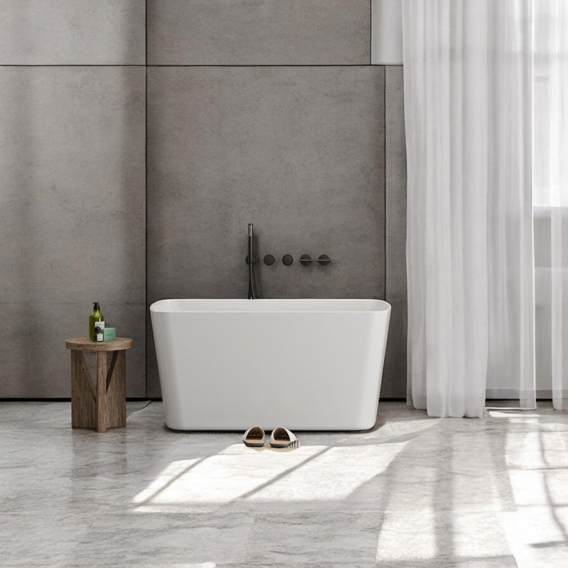 49"L X 28"W CUPC Certified Rectangular Freestanding Soaking Acrylic Small Bathtub For Small Space