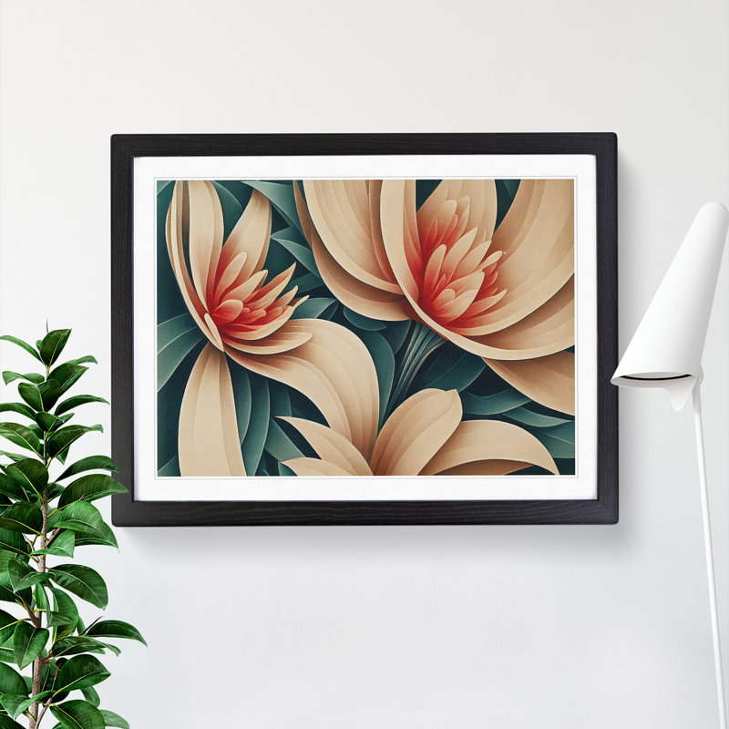 Gorgeous Flowers Deco - Single Picture Frame Print, Black Framed, 25cm H x 34cm W x 2cm D
